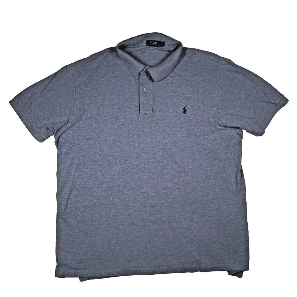 Polo‎ Ralph Lauren Polo Shirt Mens 2XB Blue Heather Short Sleeve Big & Tall